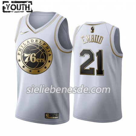 Kinder NBA Philadelphia 76ers Trikot Joel Embiid 21 Nike 2019-2020 Weiß Golden Edition Swingman